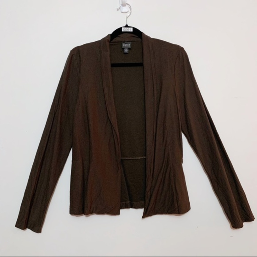 Eileen Fisher Brown Open Front Blazer